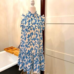 Medium-high neck ruffle sleeveless PINCH summer dress